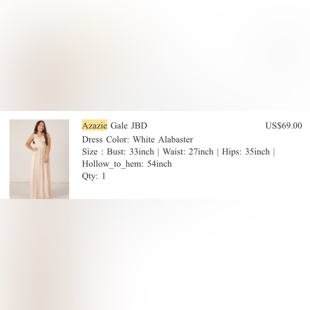 Azazie Alabaster formal dress - Picture 3 of 3